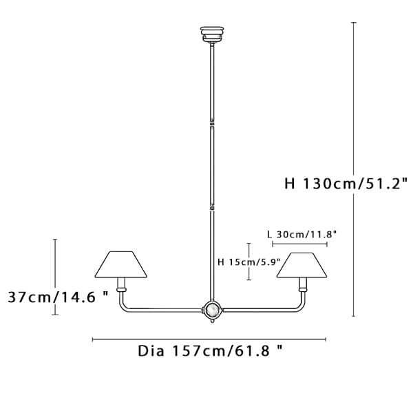 Afmetingen 2 lampen Piaf Grande
