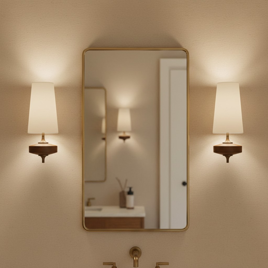 Hour Rho wandlamp naast spiegel