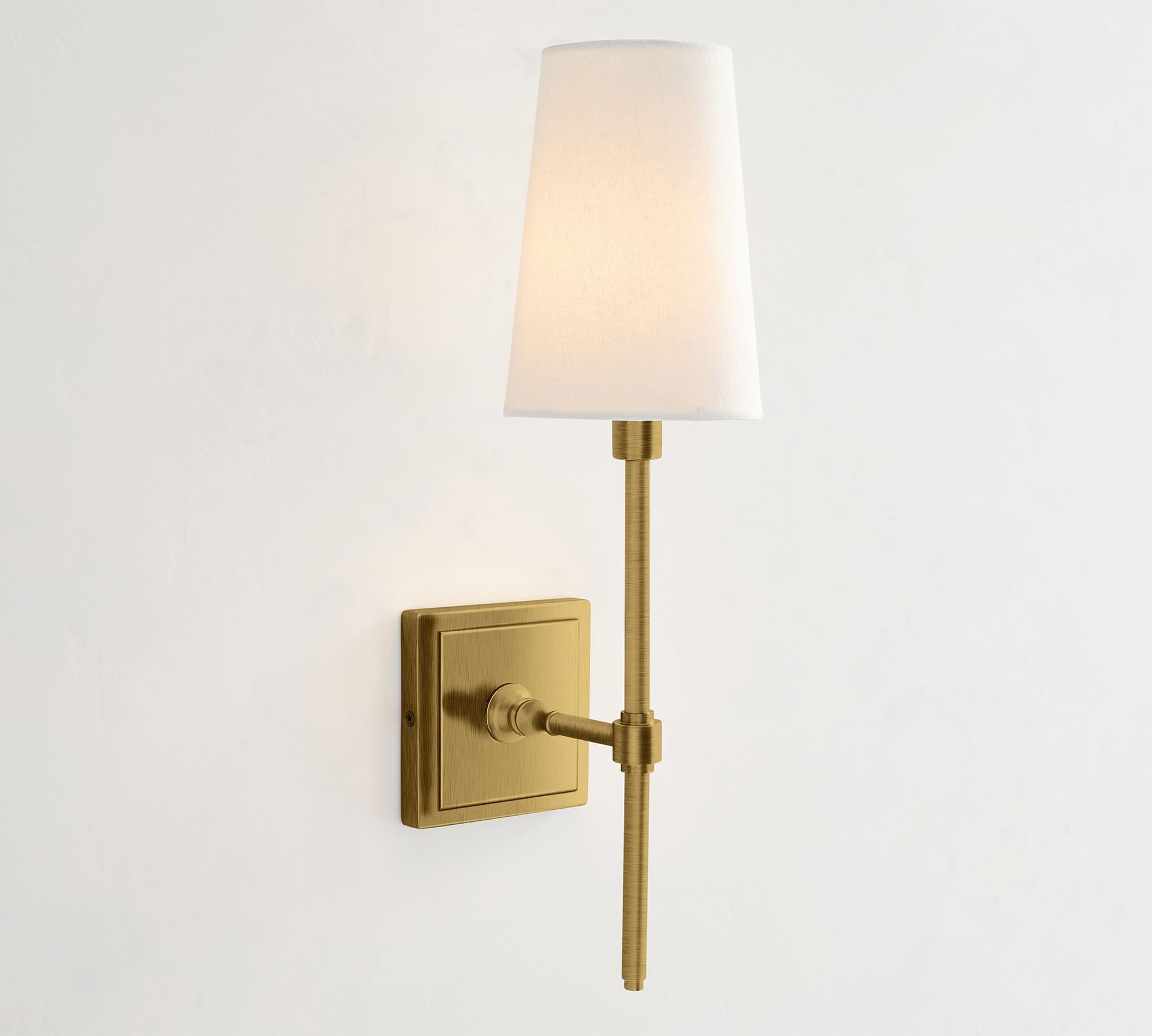 1 hoofd wandlamp messing witte kap