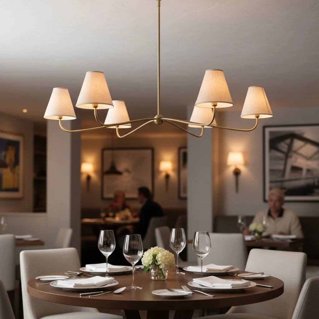 Fibura kroonluchter boven een eettafel