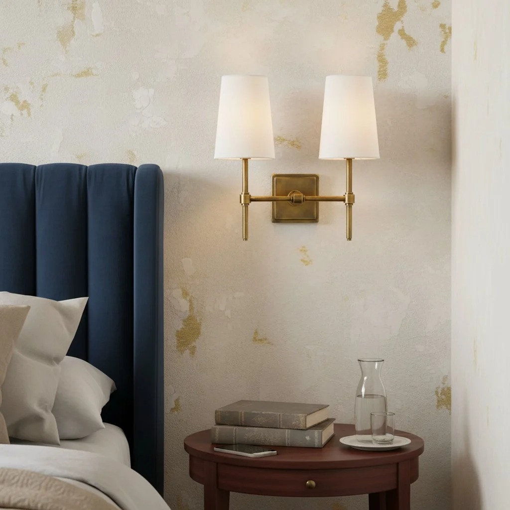 Derlina wandlamp naast bed