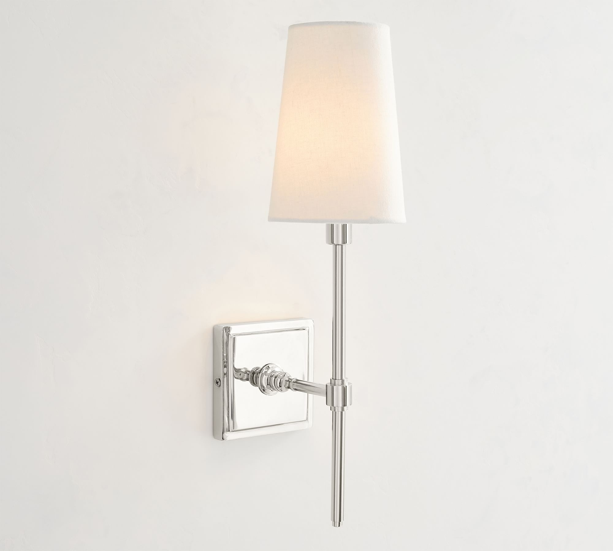 1 hoofd wandlamp gepolijst nikkel witte kap