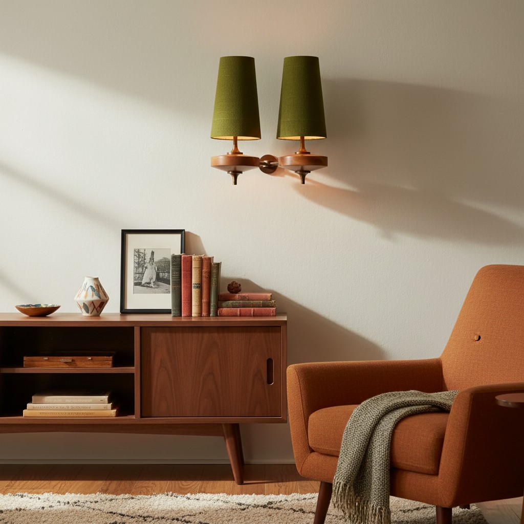 Hour Rho Linnen Wandlamp in woonkamer