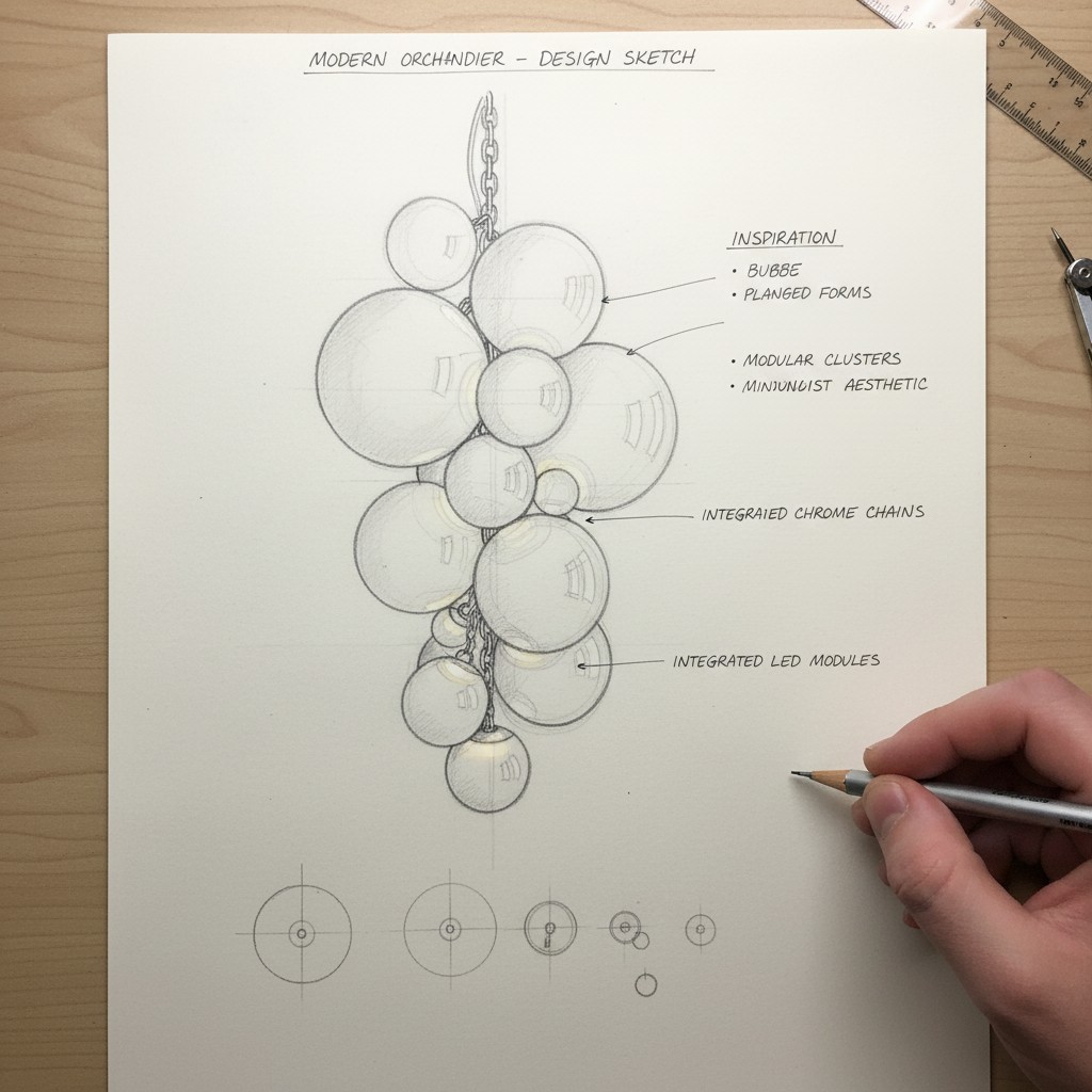 Technische ontwerpschets van de kroonluchter