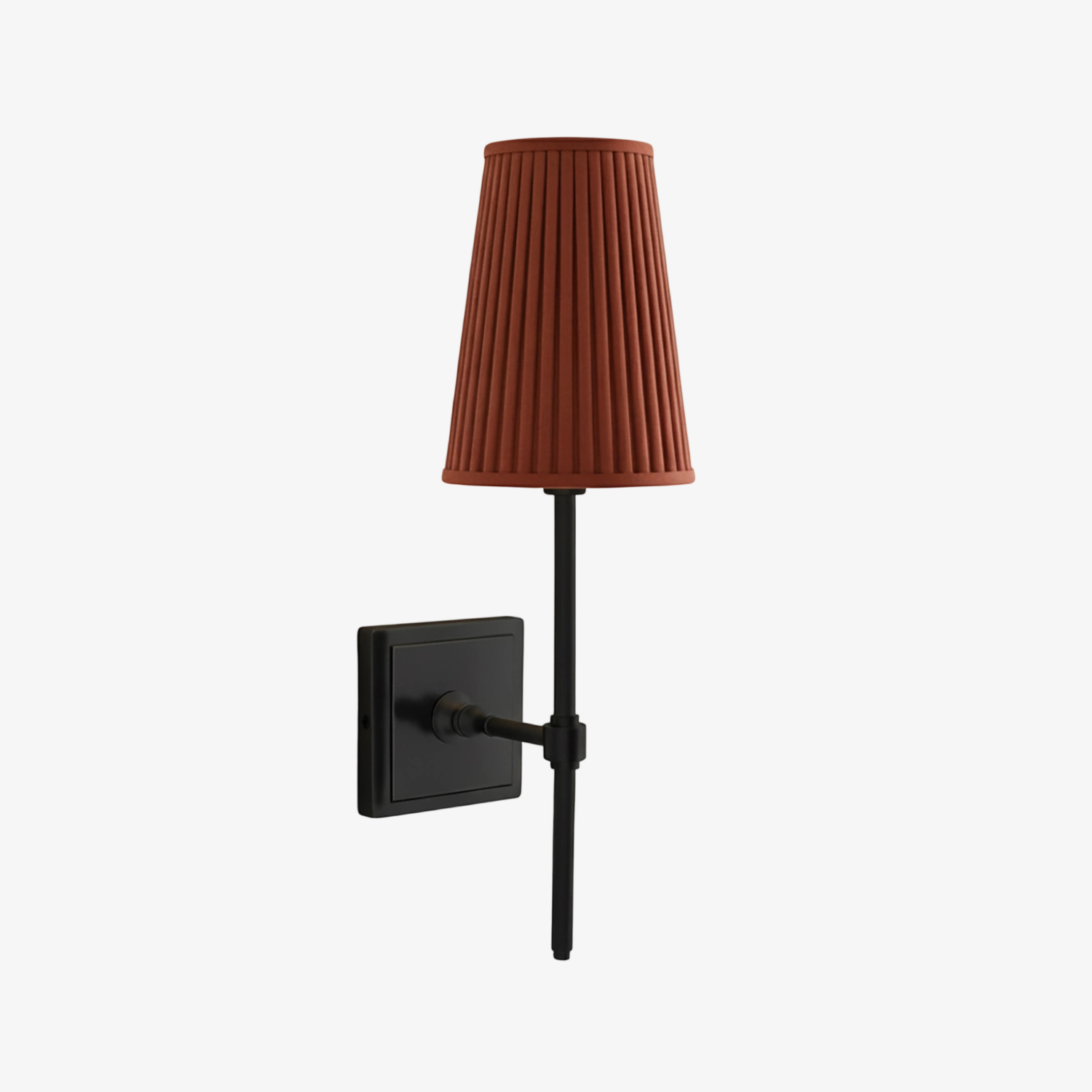 Zwarte wandlamp met rode geplooide kap