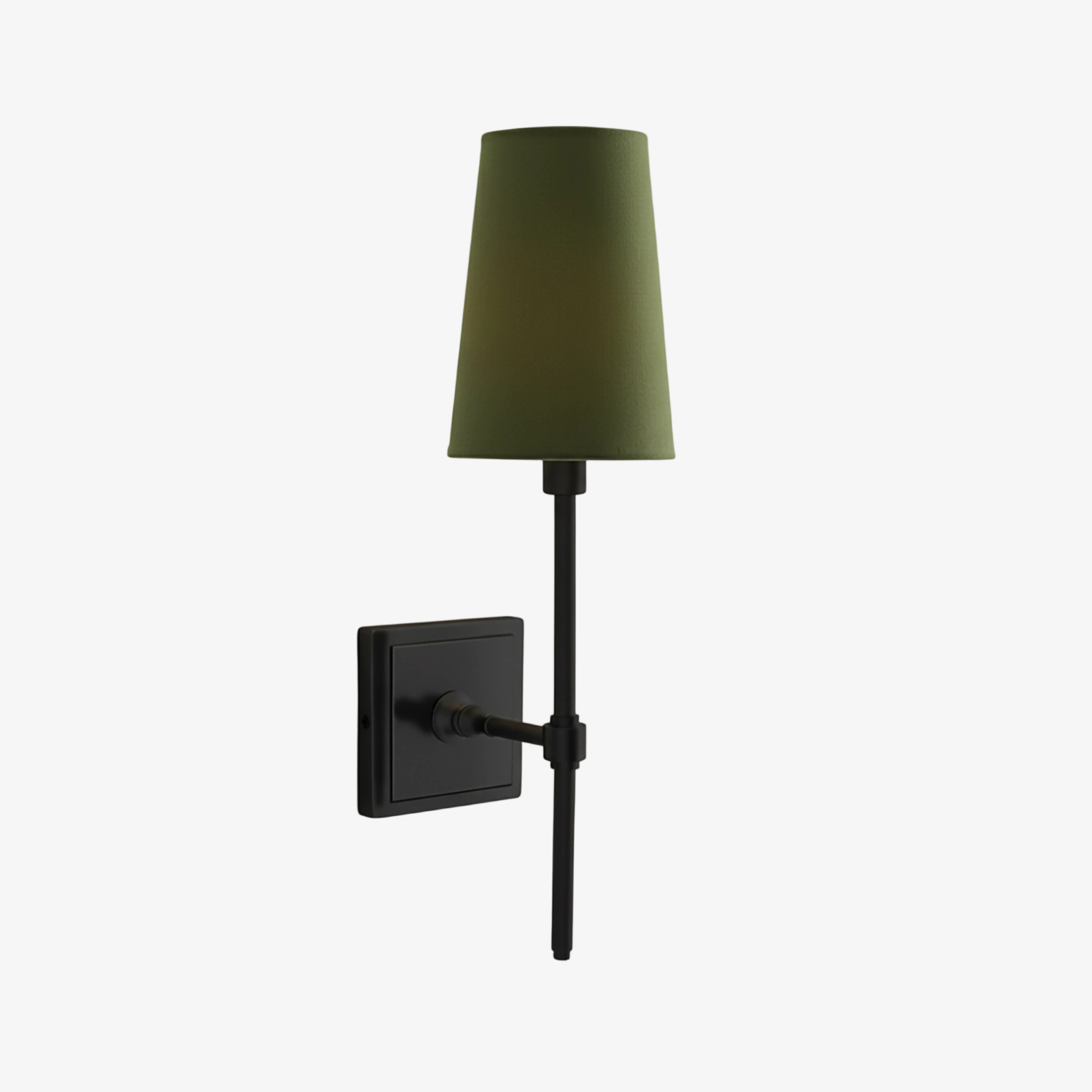 Zwarte wandlamp met groene kap