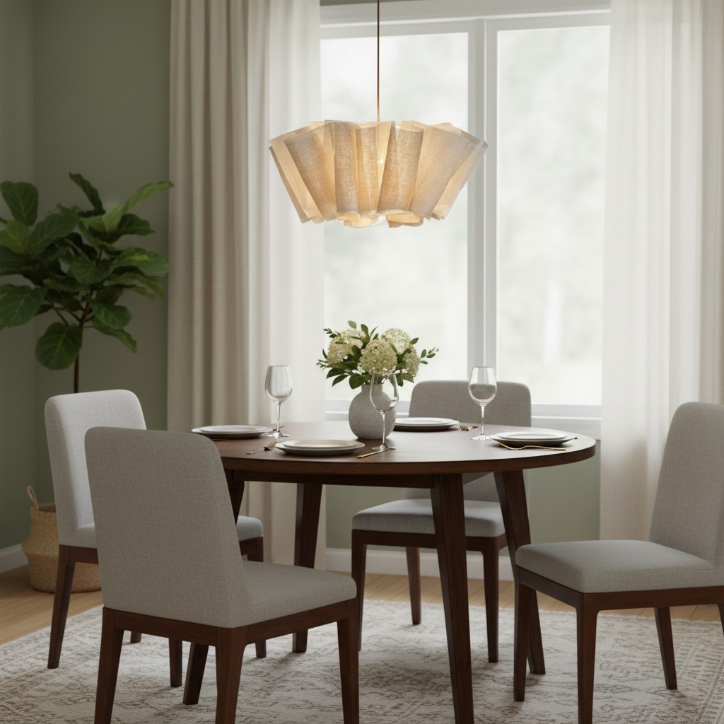 Hanglamp boven ronde eettafel