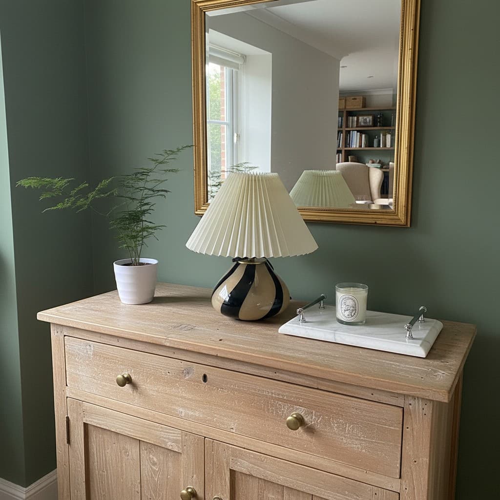 Klantfoto van de Undara tafellamp op een houten kast