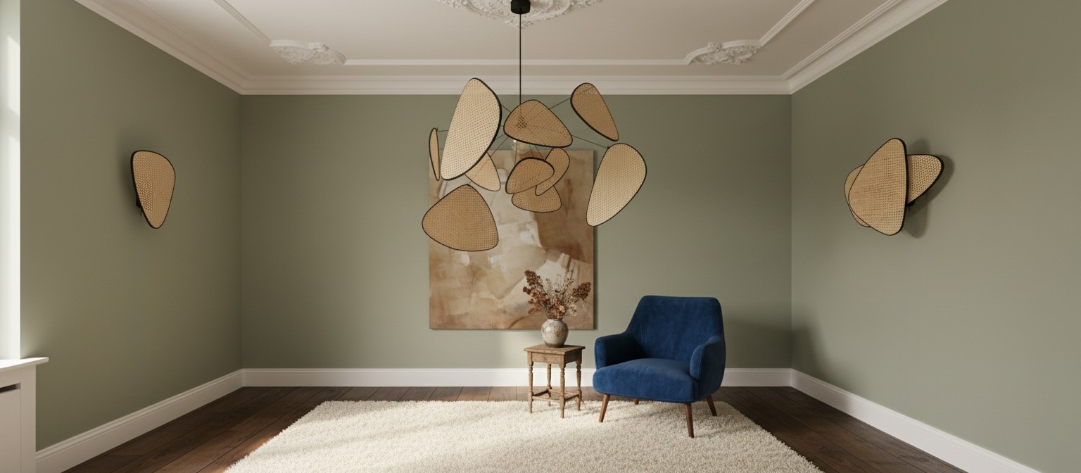 Scherm Cannage wandlamp en kroonluchter