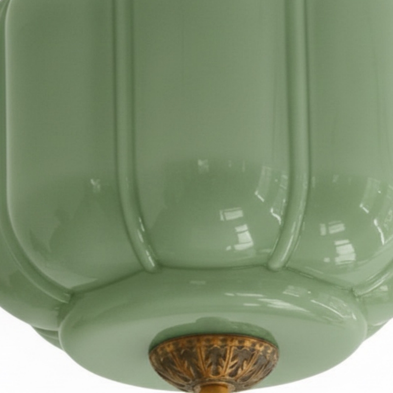 Detail van groene glazen lampenkap