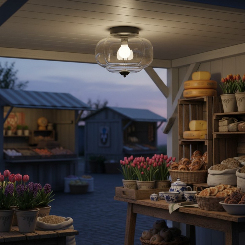 Heldere Eloise plafondarmatuur in avondscène