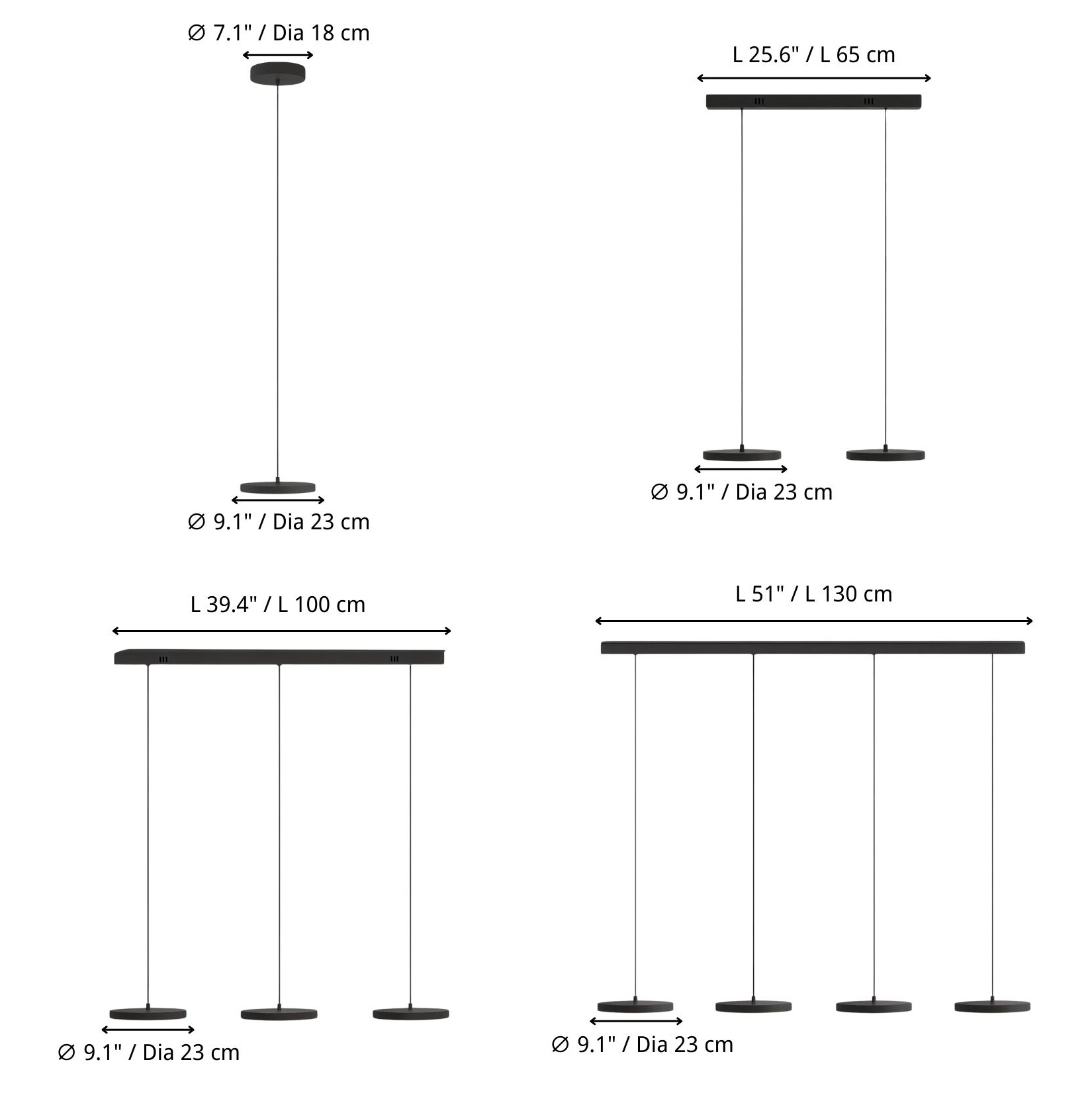 Feranox maatdiagram voor één tot vier koppen