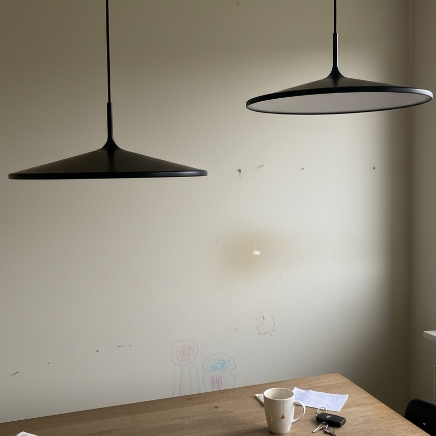 Klantenfeedback foto met ingeschakelde hanglamp