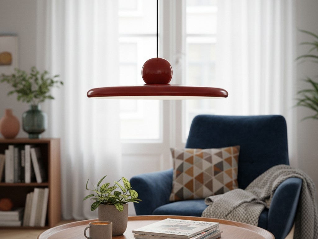 Rode Morandi hanglamp in woonkamer