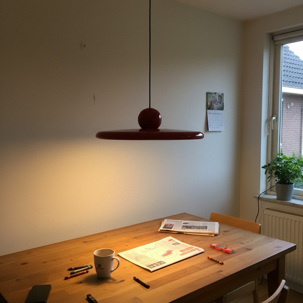 Klantenfoto van rode Morandi hanglamp