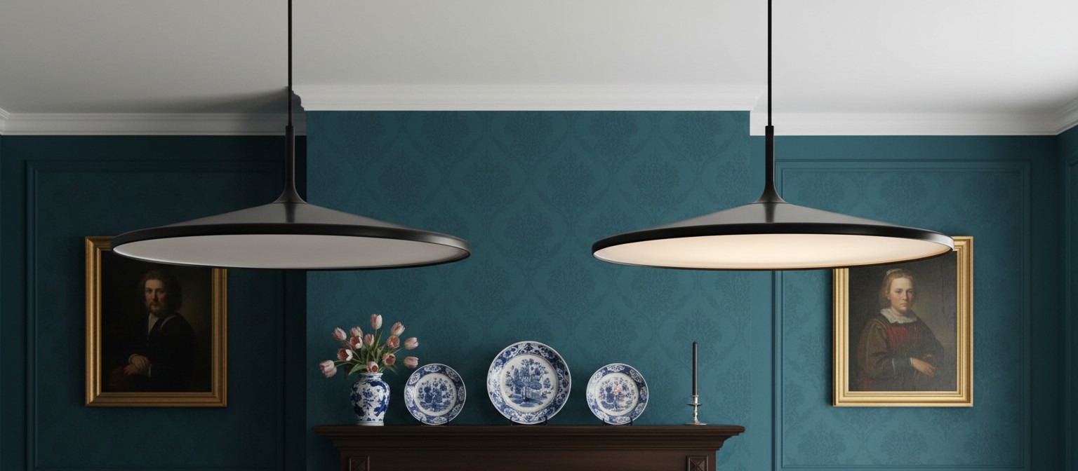 Warm en uitgeschakeld lichteffect in interieur