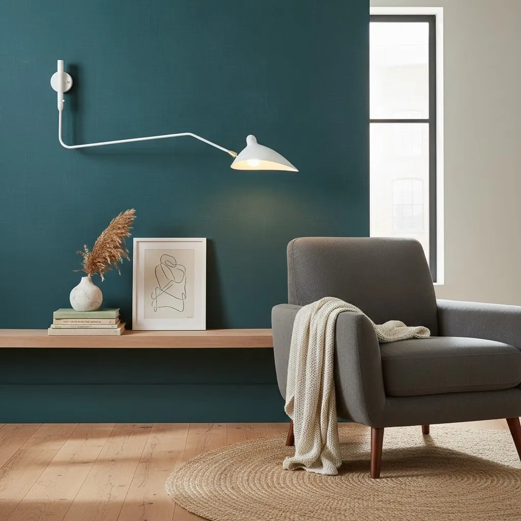 Witte wandlamp in een zithoek