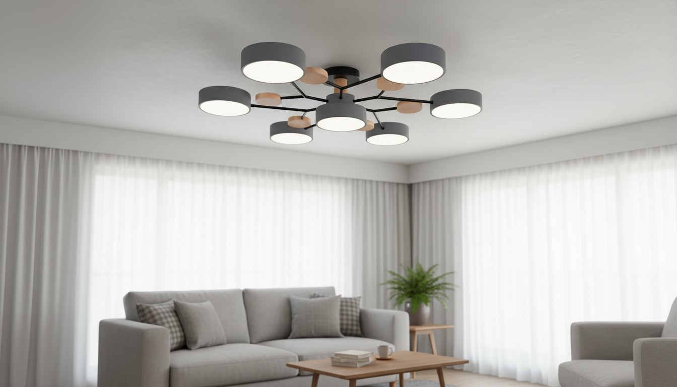 Scandinavische plafondlamp in woonkamer