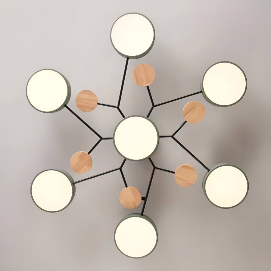 Onderzijde van multi-arm plafondlamp
