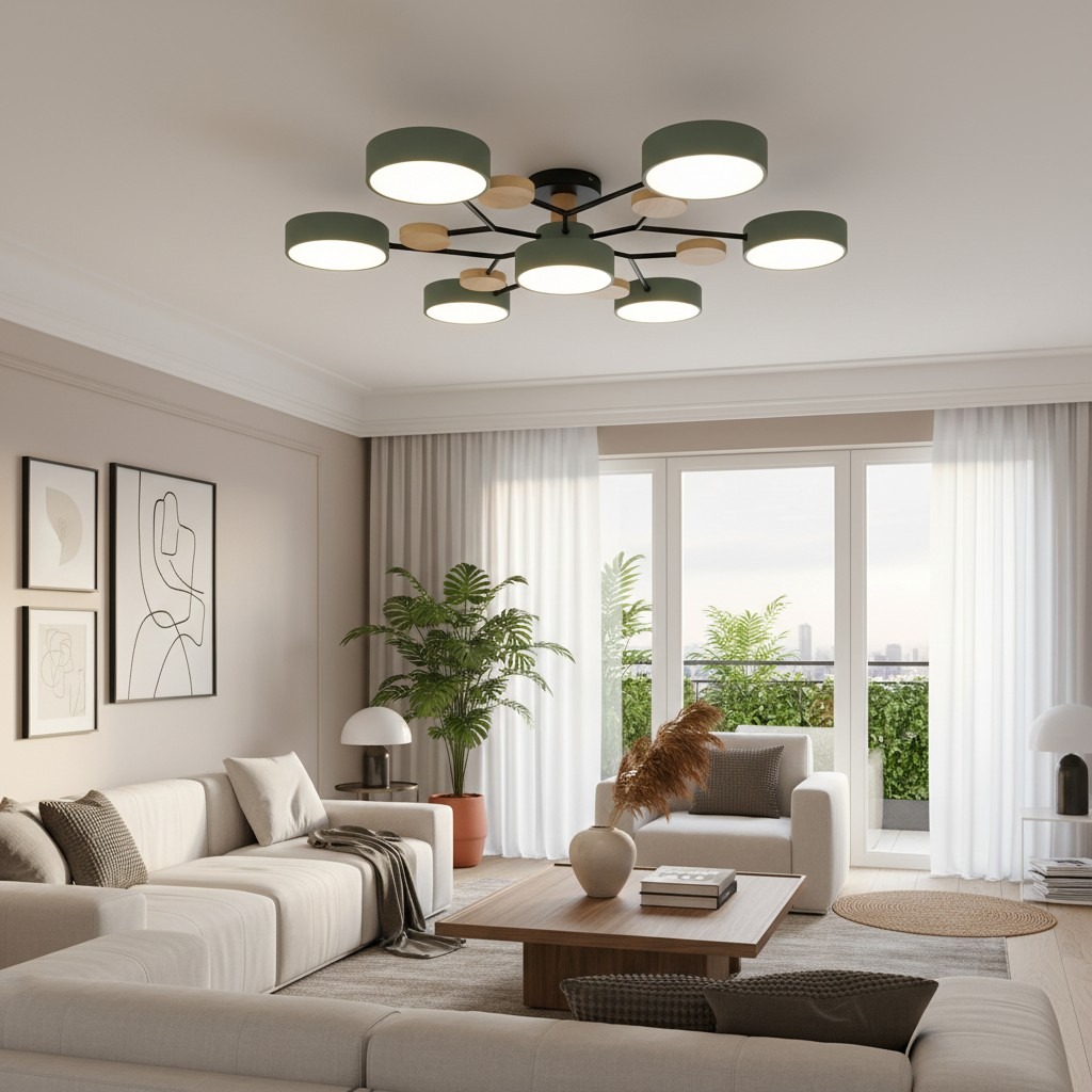 Plafondlamp in ruime woonkamer