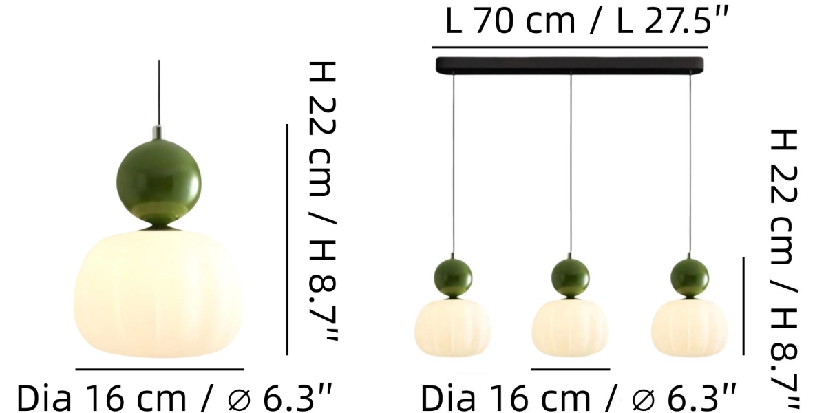 Maatdiagram Ornavigo hanglamp