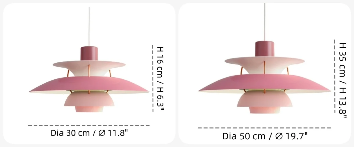 Productgrootte van de hanglamp