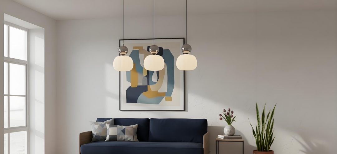 Ornavigo moderne art deco hanglamp in een woonkamer