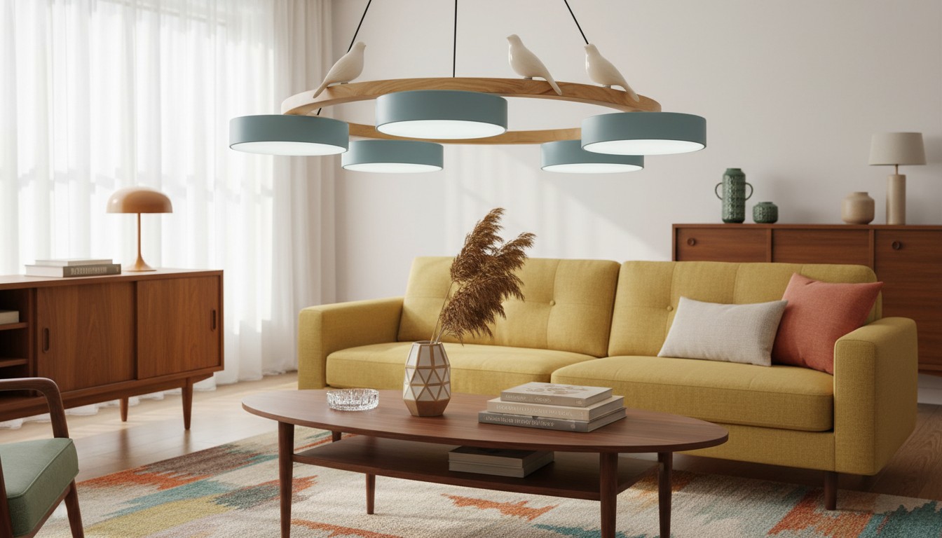 Creatieve ronde houten hanglamp