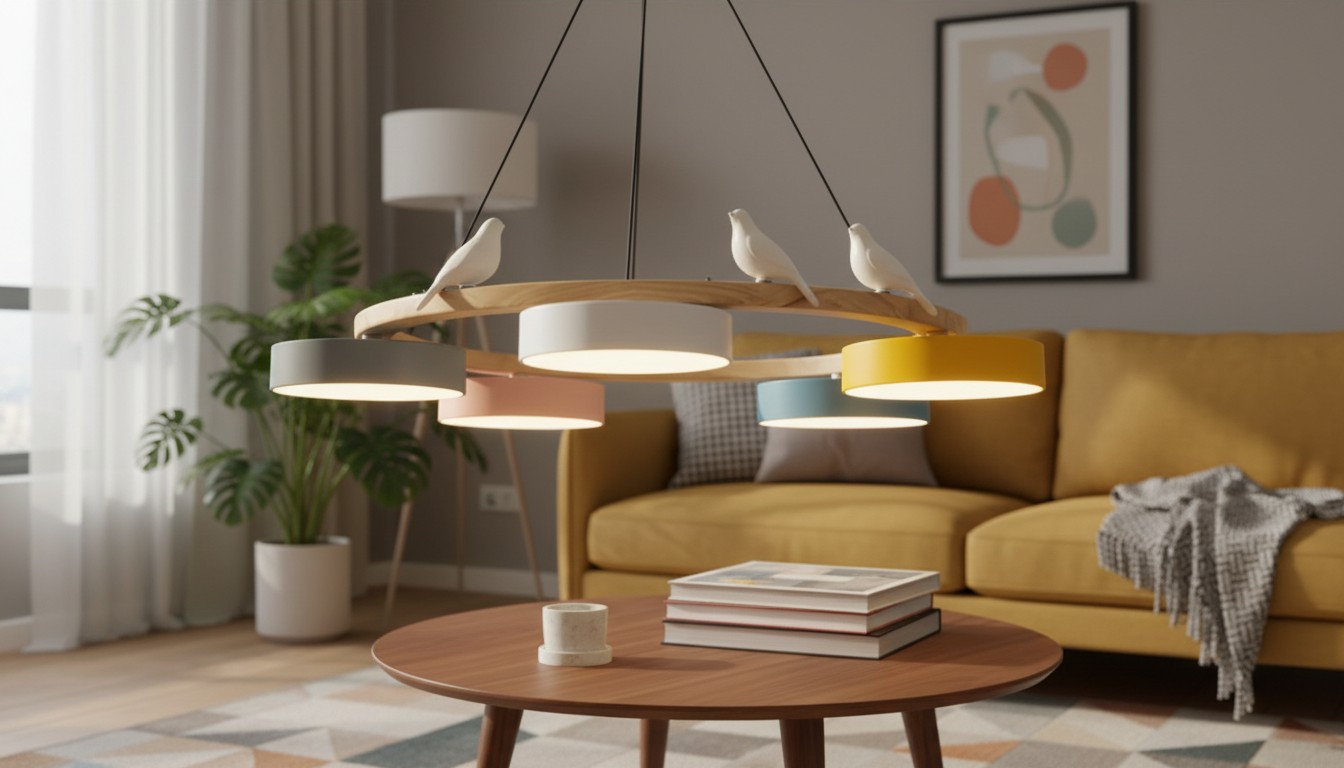 Creatieve ronde houten hanglamp