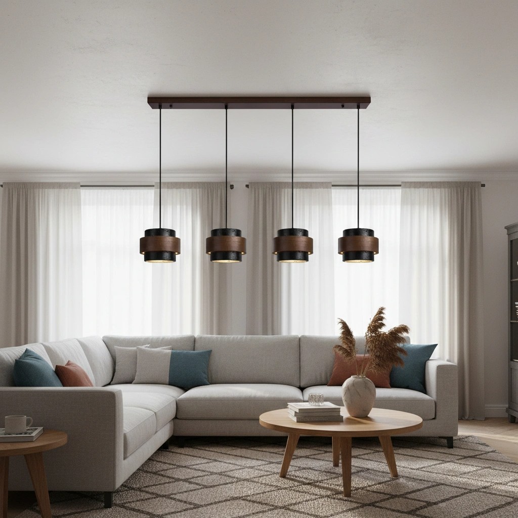 Travertin hanglamp tafelscène