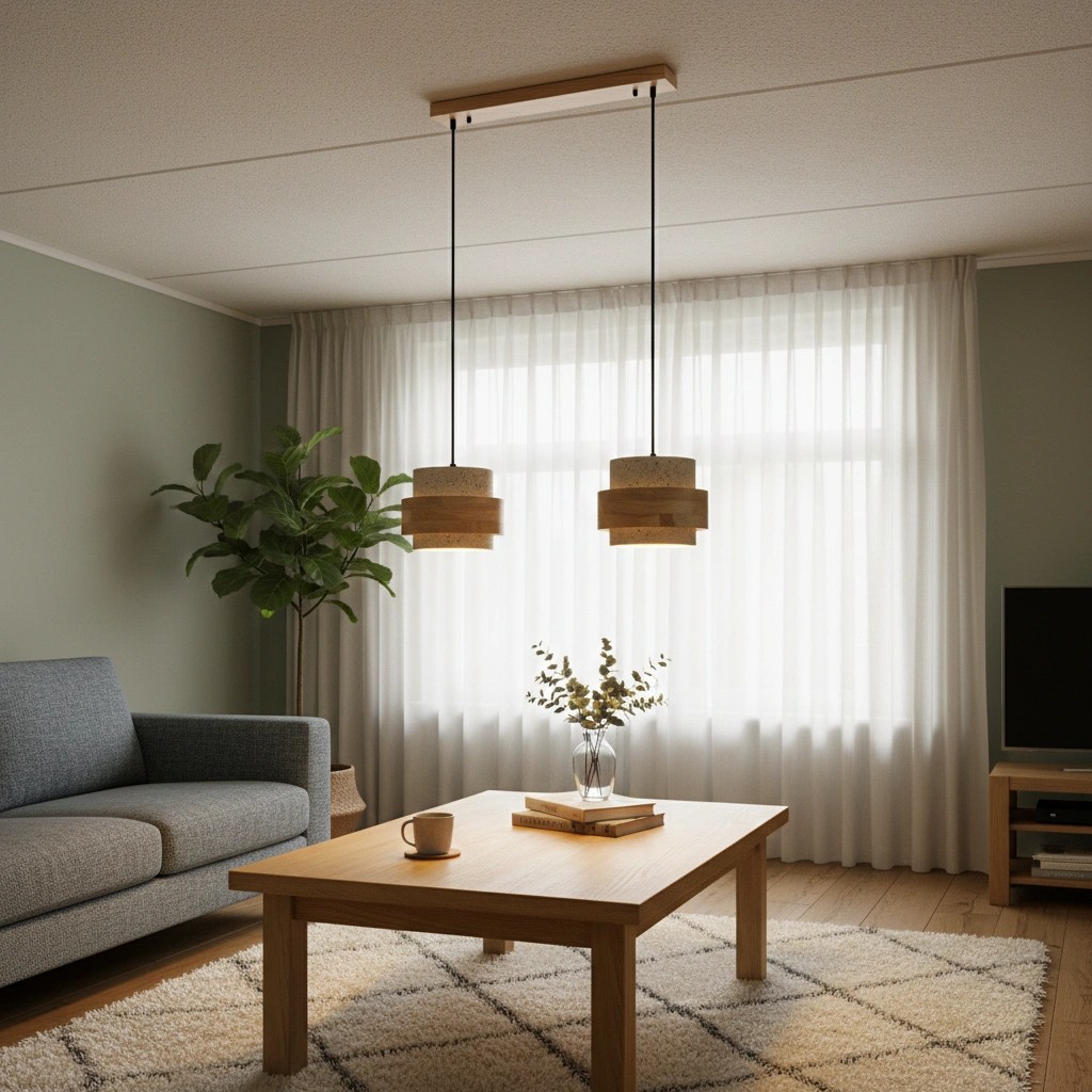 Travertin hanglamp moderne ruimte