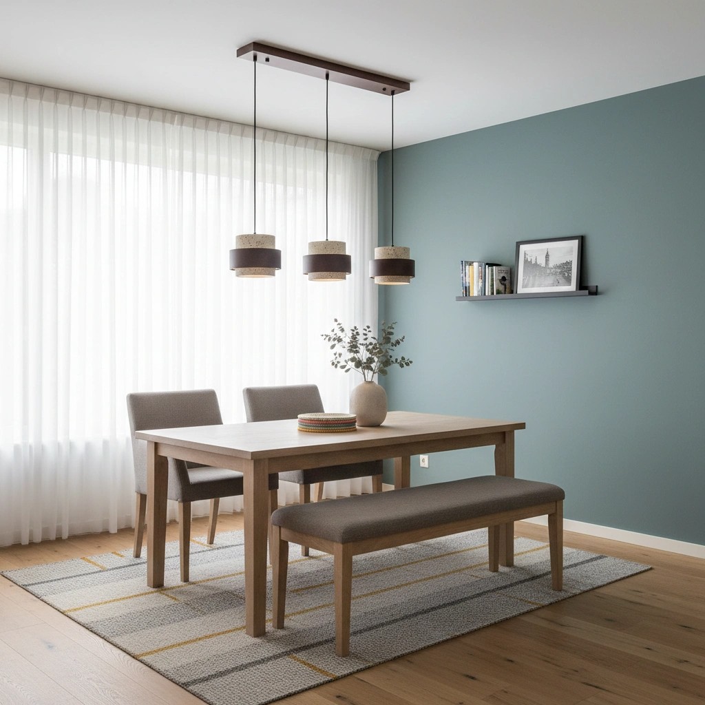 Travertin hanglamp in woonkamer