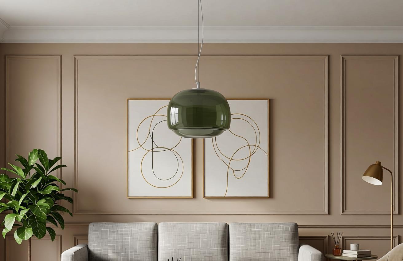 Groene Clinco hanglamp in woonkamer