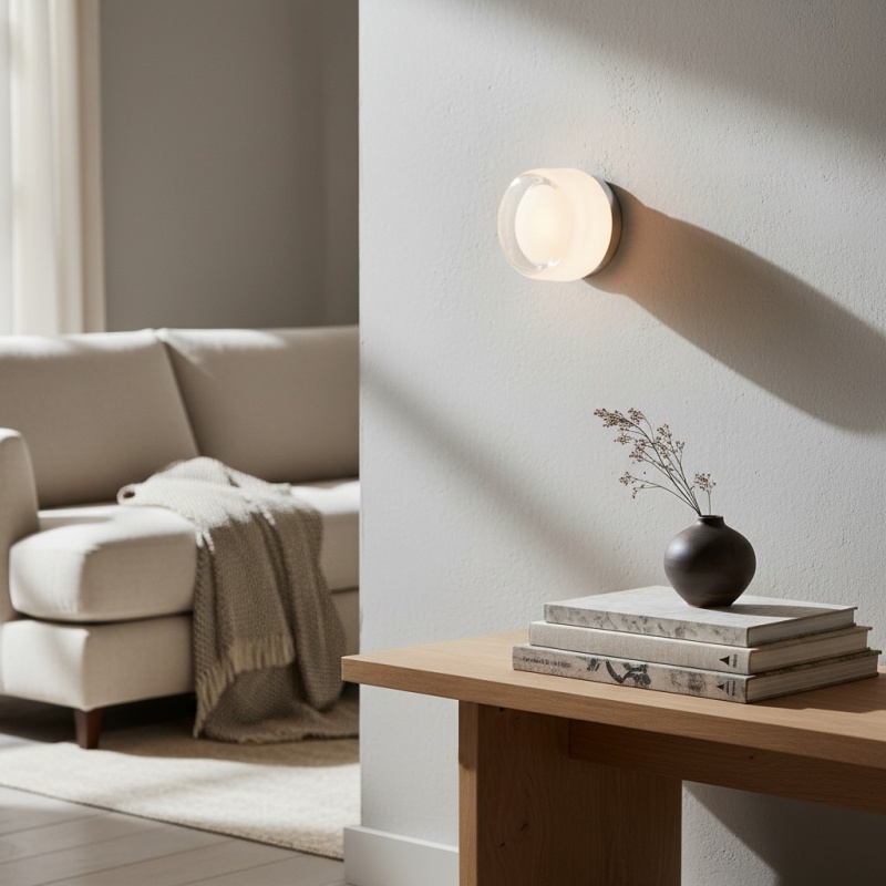 Witte LumiCurve wandlamp in zithoek