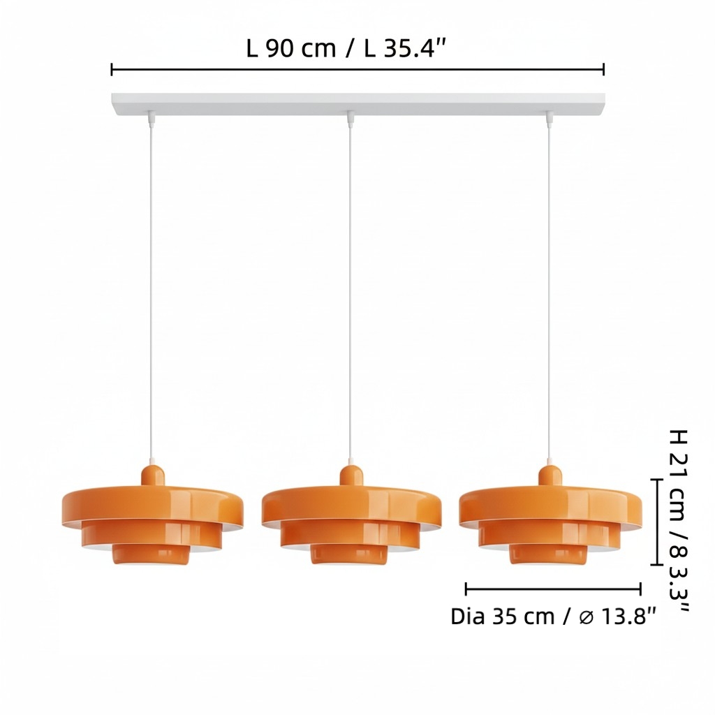 3 Hoofden Nordic Macaron hanglamp maatdiagram
