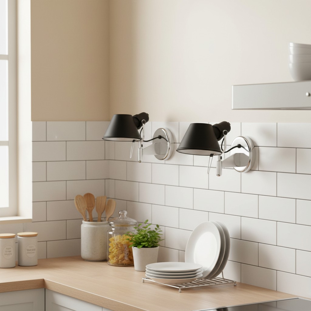 Zwarte wandlampen in keuken