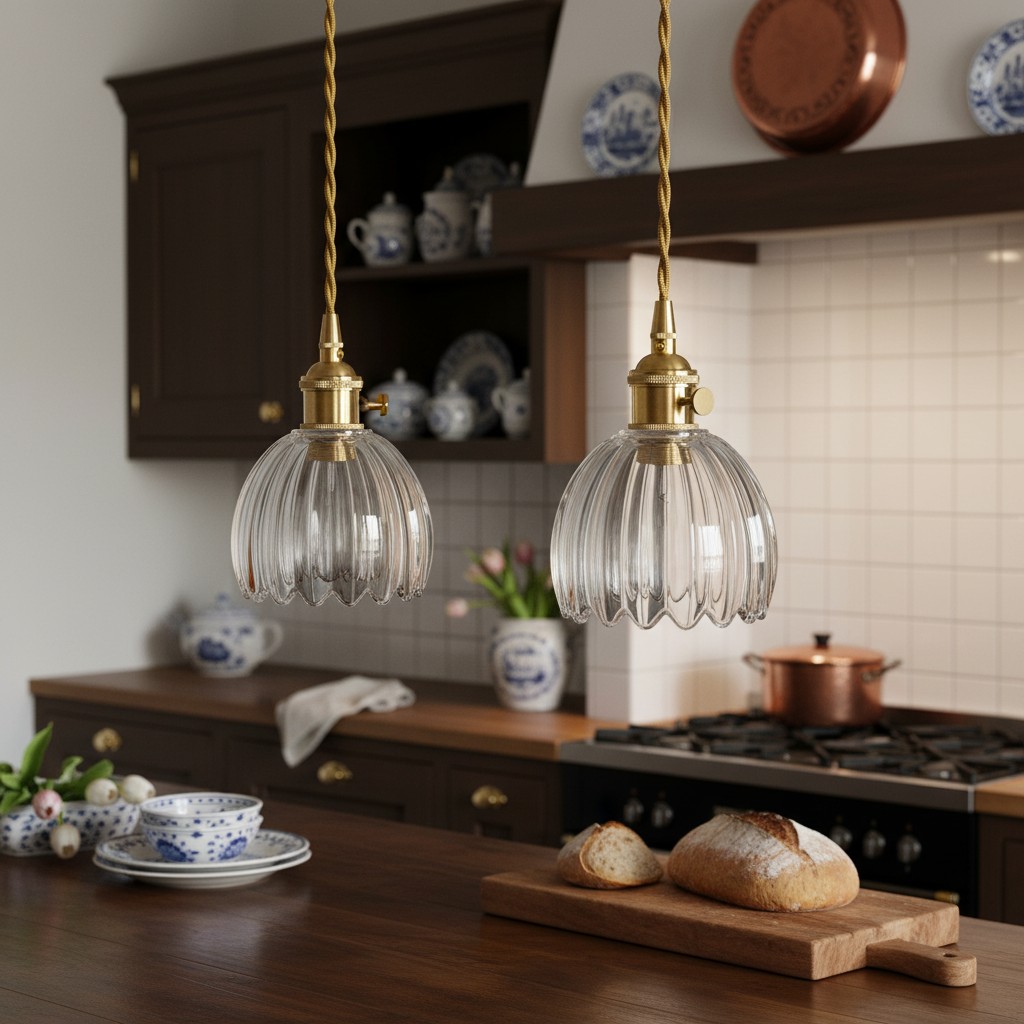 Transparante Blossix hanglampen in keuken