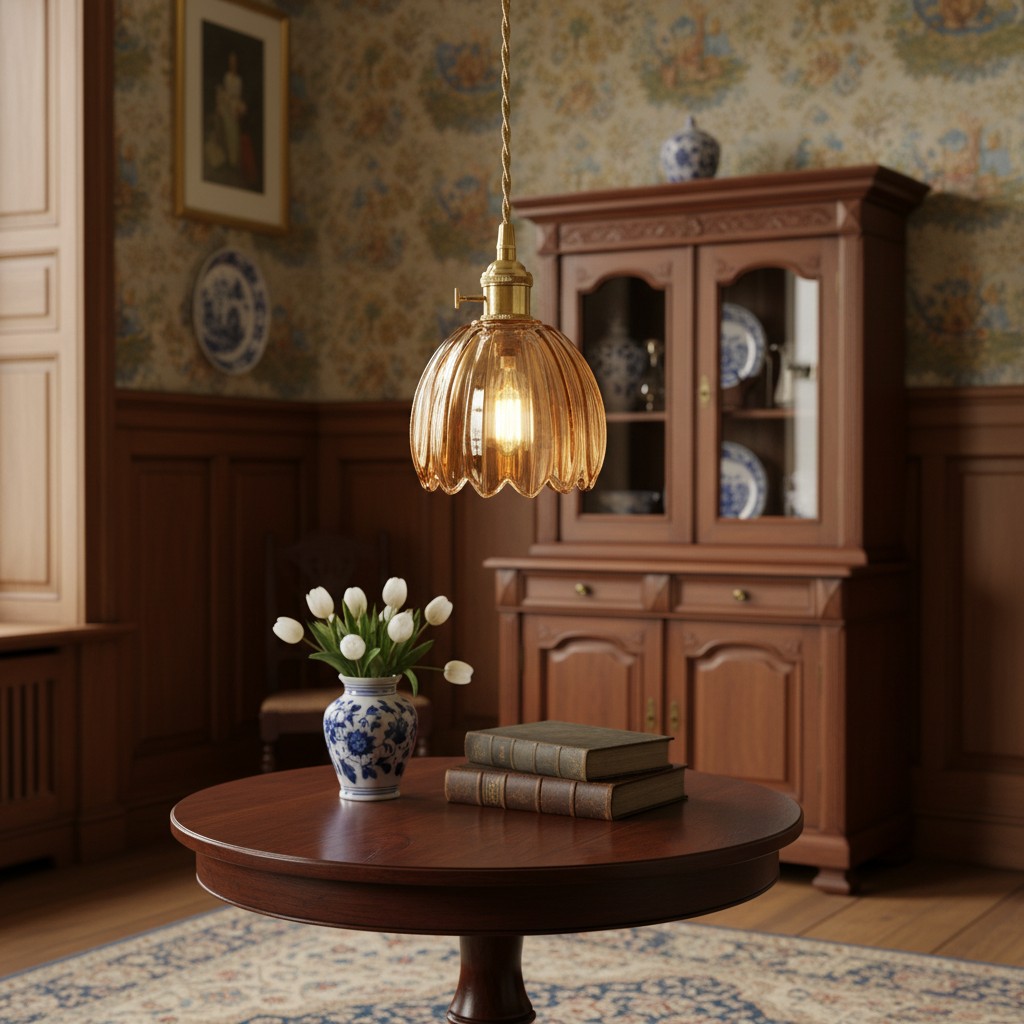 Amber Blossix hanglamp in houten interieur