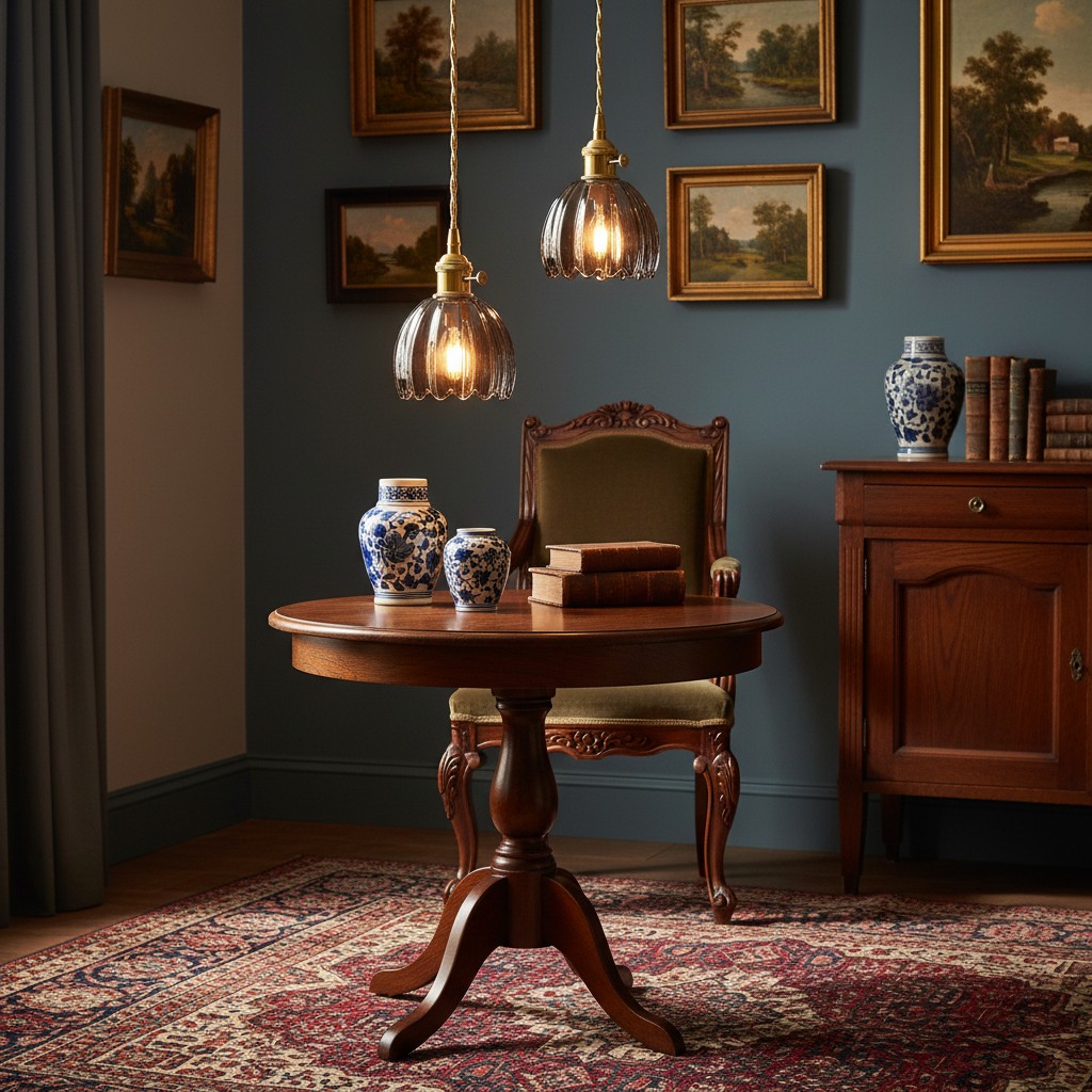 Twee Blossix hanglampen in een retro hoek