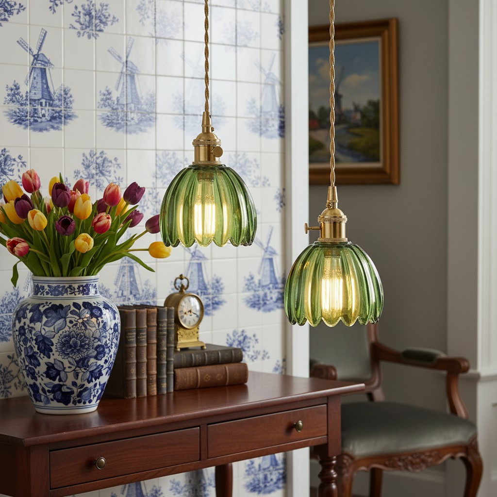 Groene Blossix hanglampen met tulpen