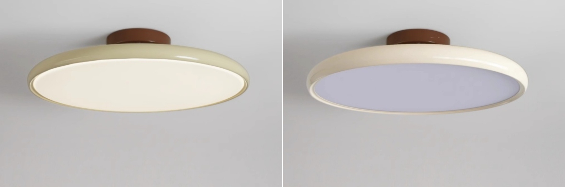 Aan en uit vergelijking van de ronde LED-plafondlamp