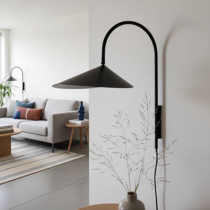 Nulavo wandlamp bij blauwe wand