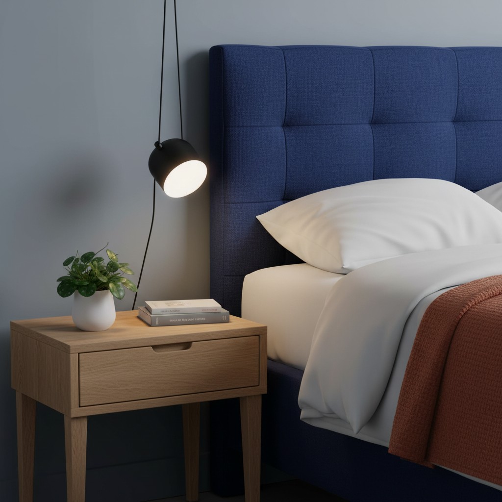 Aim hanglamp naast een bed