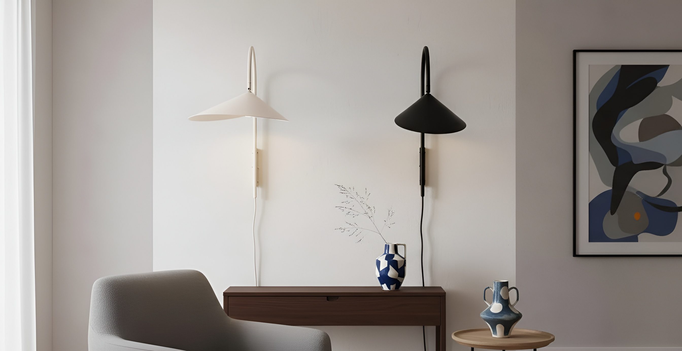 Nulavo draaibare wandlamp in modern interieur