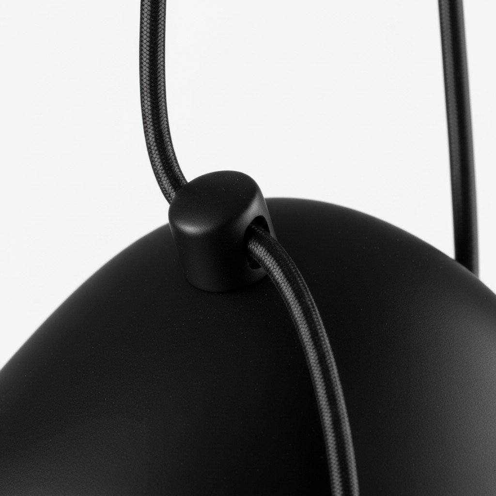 Detail van de kabel en lampbehuizing