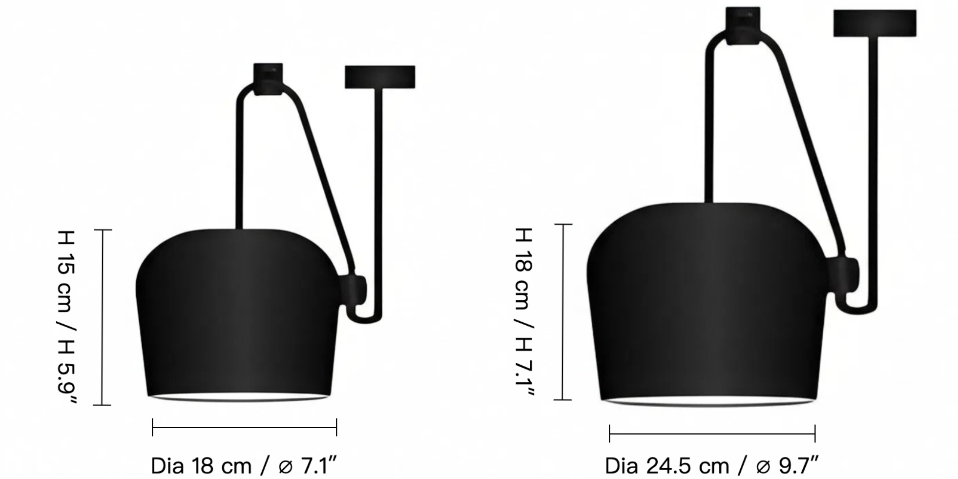 Afmetingen van de Aim hanglamp