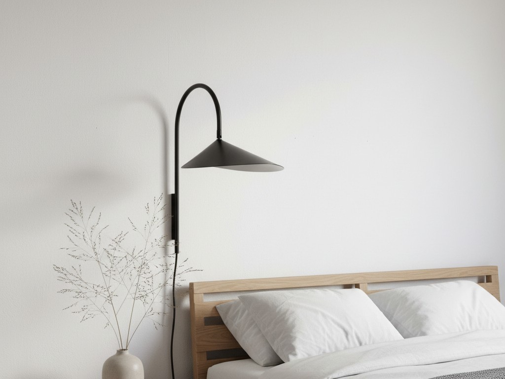 Nulavo wandlamp met verstelbare kap boven bed