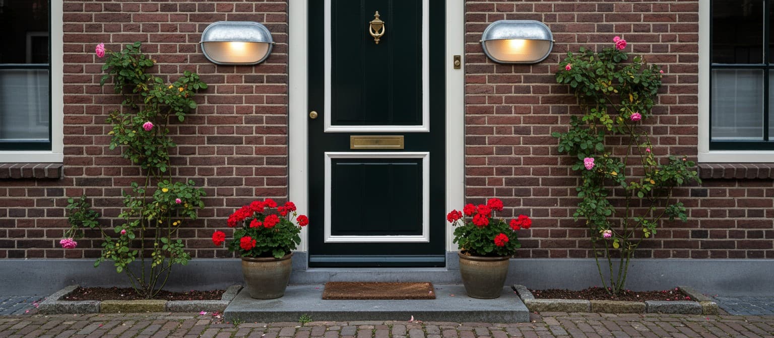 Docka geometrische wandlamp bij een entree