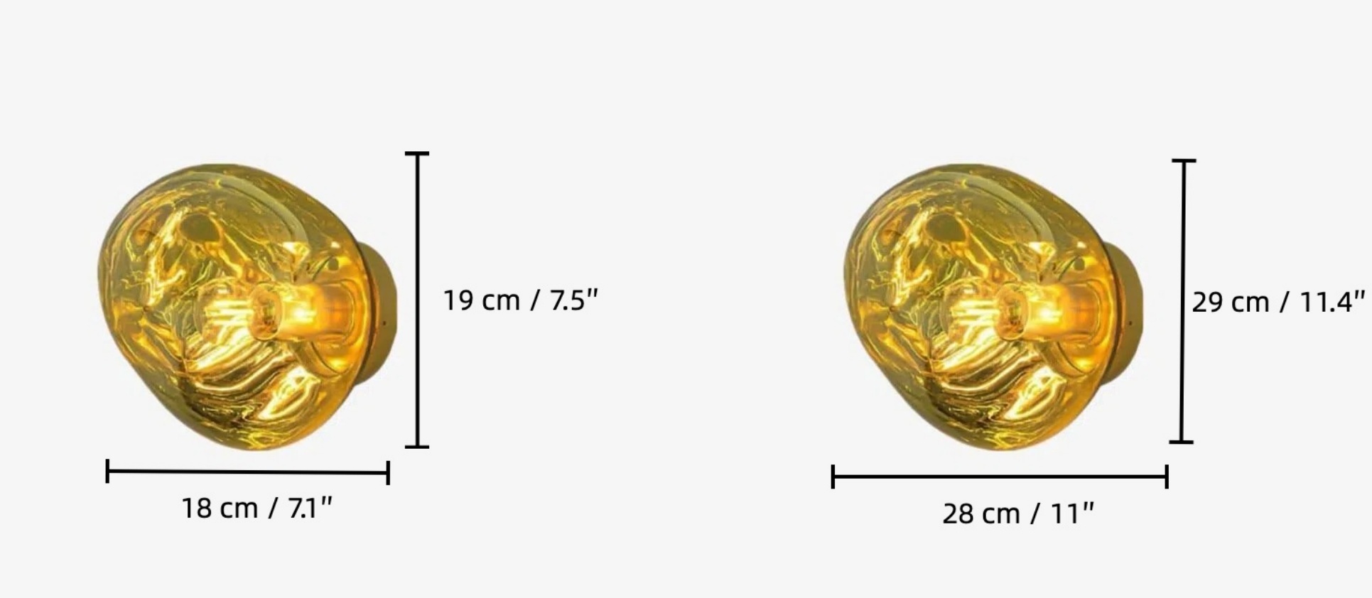 Afmetingen van de Lava wandlamp