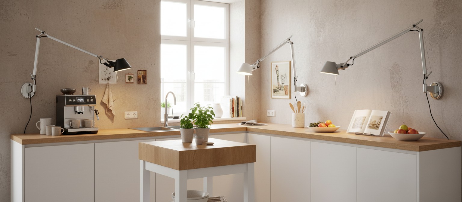 Minimalistische aluminium wandlamp in een modern interieur